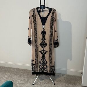 Elegant Black and Tan Women's Pakistani Indian kurti kameez